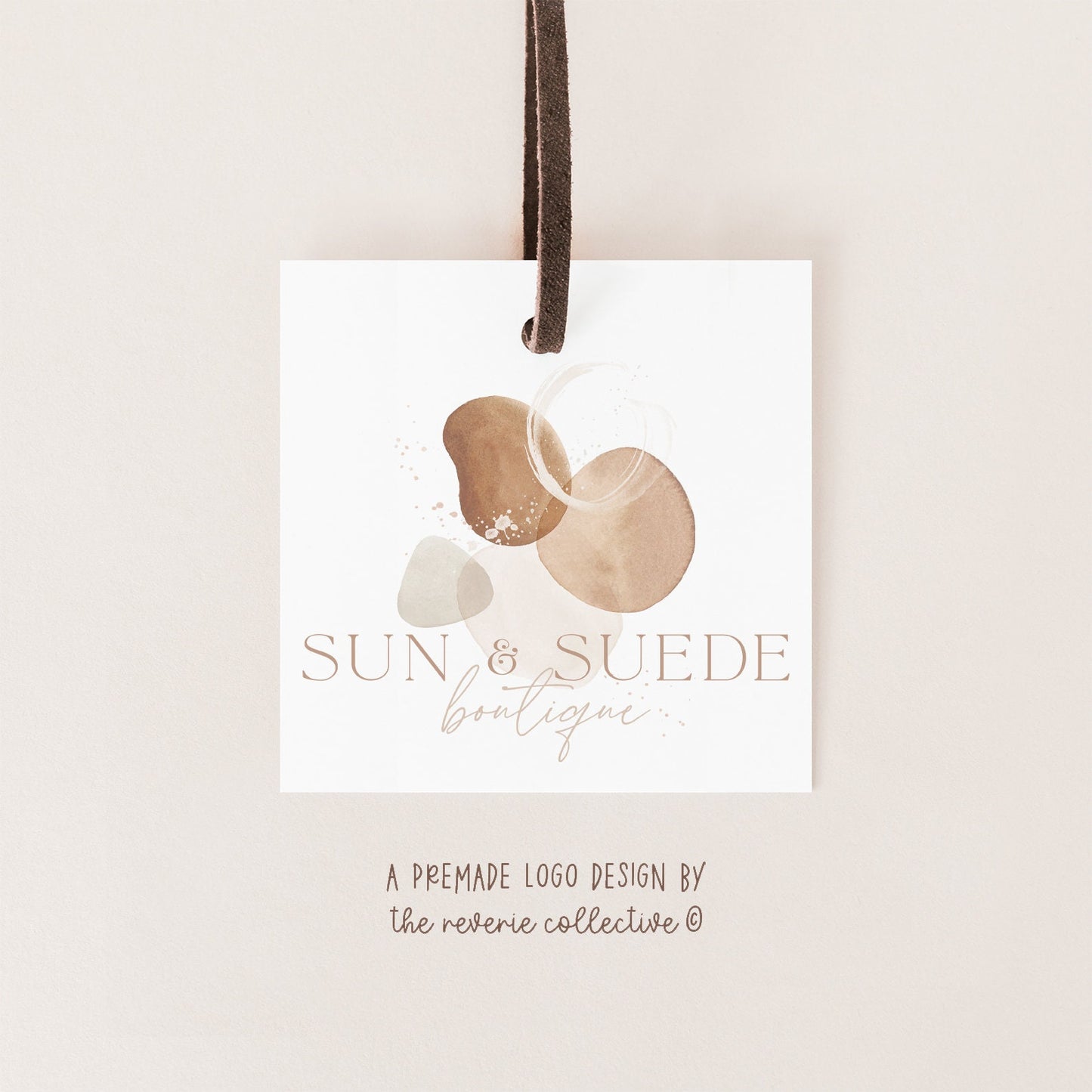 Sun & Suede | Premade Logo Design | Neutral Boho, Mid Century, Bohemian, Geometric