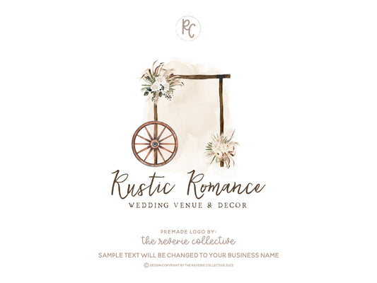 Rustic Romance | Premade Logo Design | Wedding Arch, Wagon Wheel, Western, Country