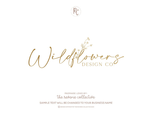 Wildflowers Design Co. | Premade Logo Design | Floral, Botanical, Gold Foil, Elegant