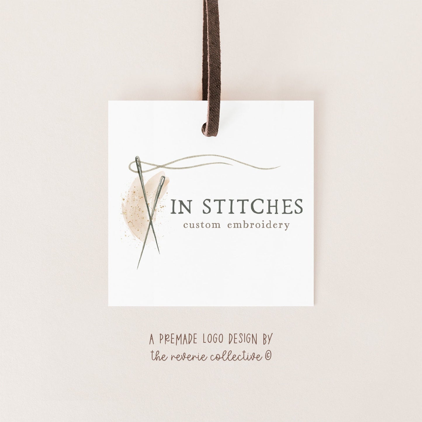 In Stitches | Premade Logo Design | Sewing Needle, Thread, Seamstress, Embroidery